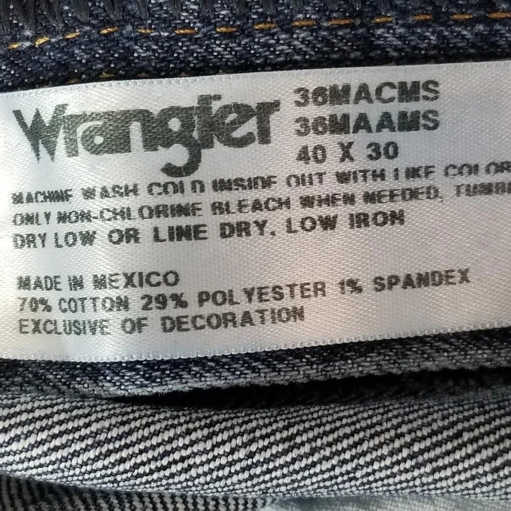 Wrangler jeans men's 40 x 30 Advanced Comfort slim straight Blue denim pants